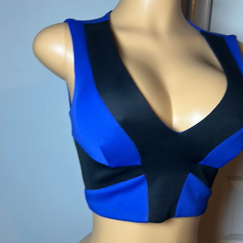 Bebe Blue and Black and Blue Crop Top
